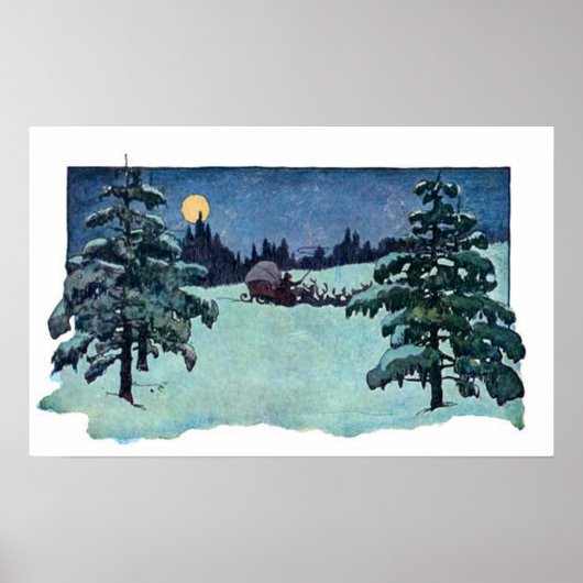 ヴィンテージクリスマスイブサンタクロース ポスター (正面)