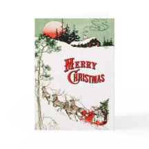 ヴィンテージクリスマスイブサンタ、そりとトナカイ