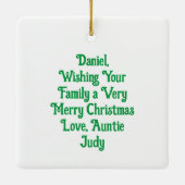 ヴィンテージクリスマスイブジョイパーソナライズされた セラミックオーナメント (裏面)