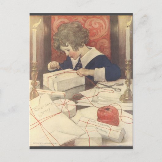 ヴィンテージクリスマスイブチャイルド、ジェシー・ウィルコックス・スミス シーズンポストカード (正面)