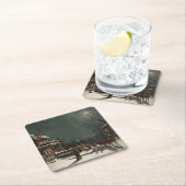 ヴィンテージクリスマスイブパーティー スクエアペーパーコースター (インサイチュ)