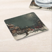 ヴィンテージクリスマスイブパーティー スクエアペーパーコースター (アングル)