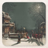 ヴィンテージクリスマスイブパーティー スクエアペーパーコースター (正面)