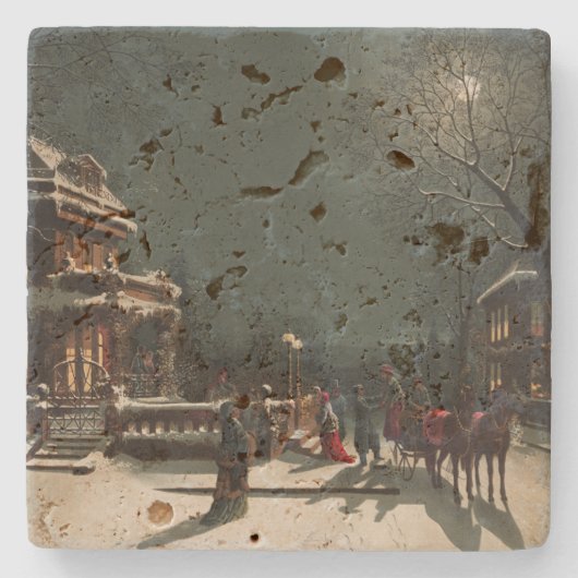 ヴィンテージクリスマスイブパーティー ストーンコースター (正面)