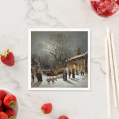 ヴィンテージクリスマスイブ教会のシーン スタンダードカクテルナプキン (インサイチュ)