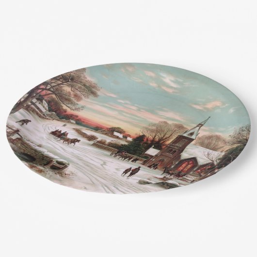 ヴィンテージクリスマスイブ紙プレート ペーパープレート (アングル)