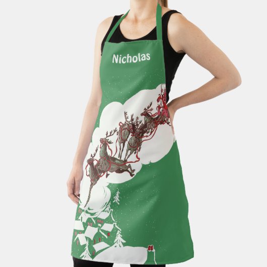 ヴィンテージクリスマスイブ、レトロサンタクロースのスリー エプロン (インサイチュ)