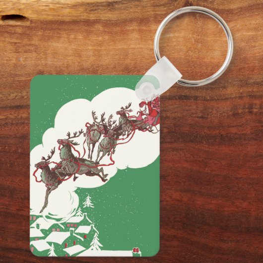 ヴィンテージクリスマスイブ、レトロサンタクロースのスリー キーホルダー (裏面)