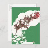 ヴィンテージクリスマスイブ、レトロサンタクロースのスリー シーズンポストカード (正面/裏面)