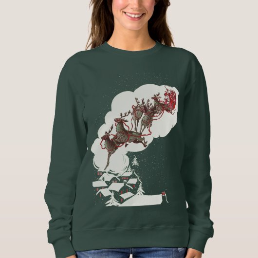 ヴィンテージクリスマスイブ、レトロサンタクロースのスリー スウェットシャツ (正面)