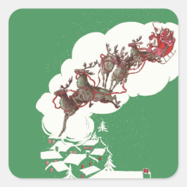 ヴィンテージクリスマスイブ、レトロサンタクロースのスリー スクエアシール