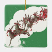 ヴィンテージクリスマスイブ、レトロサンタクロースのスリー セラミックオーナメント (裏面)