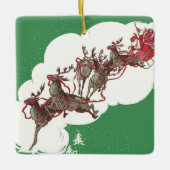 ヴィンテージクリスマスイブ、レトロサンタクロースのスリー セラミックオーナメント (正面)