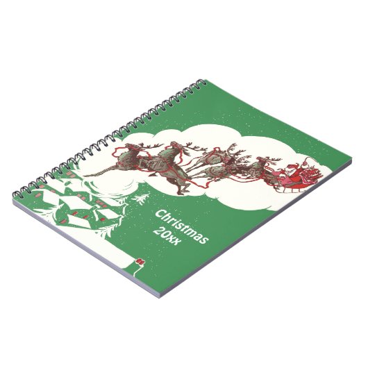 ヴィンテージクリスマスイブ、レトロサンタクロースのスリー ノートブック (左側)