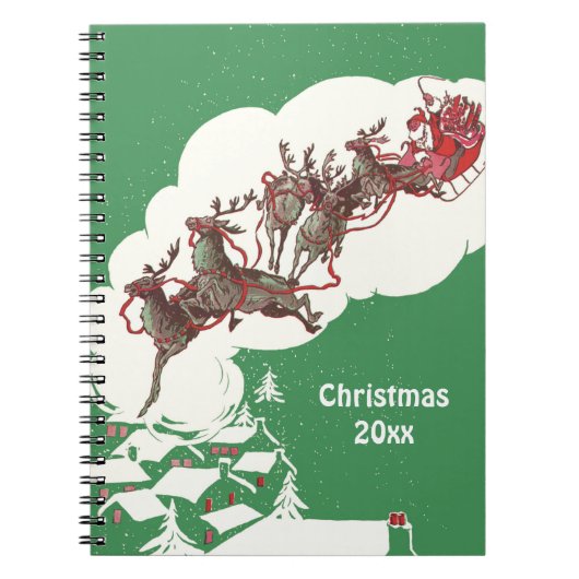ヴィンテージクリスマスイブ、レトロサンタクロースのスリー ノートブック (正面)