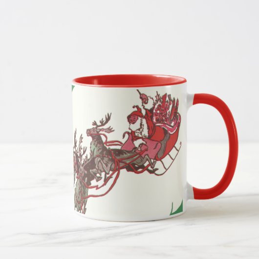 ヴィンテージクリスマスイブ、レトロサンタクロースのスリー マグカップ (右)