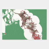 ヴィンテージクリスマスイブ、レトロサンタクロースのスリー ラッピングペーパーシート (正面2)