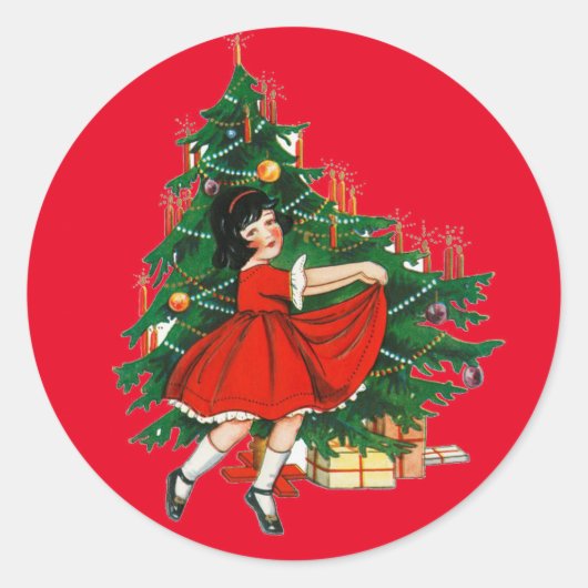 ヴィンテージクリスマスイメージを有する封筒用シール ラウンドシール (正面)