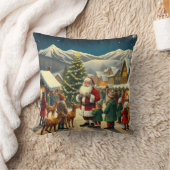 ヴィンテージクリスマスイラストレーション クッション (ブランケット)