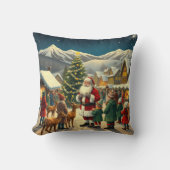 ヴィンテージクリスマスイラストレーション クッション (正面)