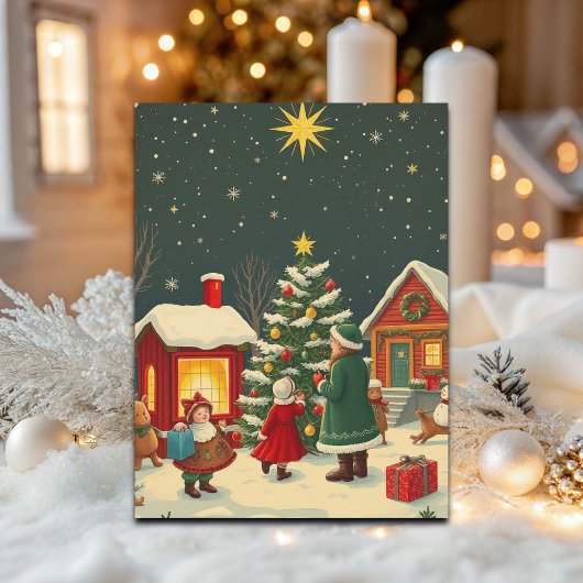 ヴィンテージクリスマスイラストレーション シーズンポストカード