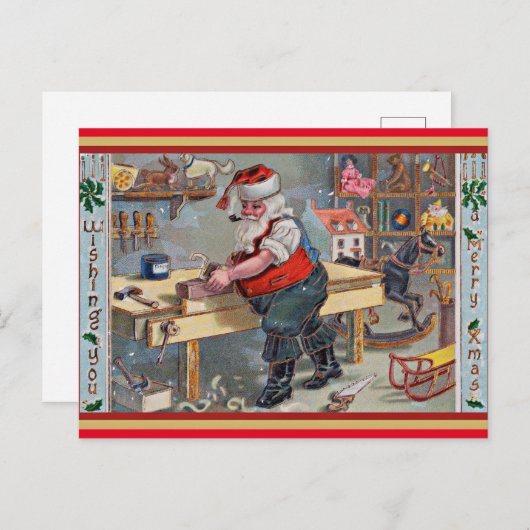 ヴィンテージクリスマスイラストレーション ポストカード (正面/裏面)