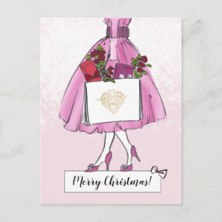 ヴィンテージクリスマスイラストレーション ポストカード