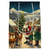 ヴィンテージクリスマスイラスト ミディアムペーパーバッグ (裏面)