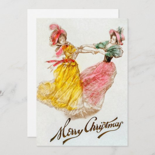 ヴィンテージクリスマスウィメンズ踊り(1900) シーズンカード (正面/裏面)