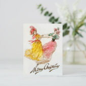ヴィンテージクリスマスウィメンズ踊り(1900)ホリデイ シーズンポストカード (スタンド正面)