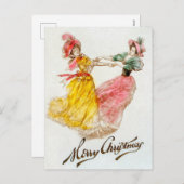 ヴィンテージクリスマスウィメンズ踊り(1900)ホリデイ シーズンポストカード (正面/裏面)