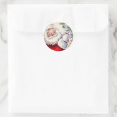 ヴィンテージクリスマスウィンキングサンタクロースのステッカー ラウンドシール (バッグ)