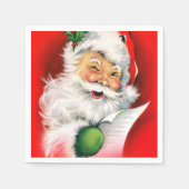 ヴィンテージクリスマスウィンキングサンタ スタンダードカクテルナプキン (正面)