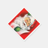 ヴィンテージクリスマスウィンキングサンタ スタンダードカクテルナプキン (角)