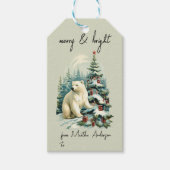ヴィンテージクリスマスウィンターウッドランドポーラーベア名 ギフトタグ (正面)
