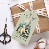 ヴィンテージクリスマスウィンターウッドランドポーラーベア名 ギフトタグ