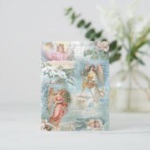 ヴィンテージクリスマスウィンターエンジェルズコラージュの合唱団 シーズンポストカード (スタンド正面)