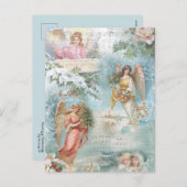 ヴィンテージクリスマスウィンターエンジェルズコラージュの合唱団 シーズンポストカード (正面/裏面)