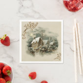 ヴィンテージクリスマスウィンターカントリーナプキンス スタンダードカクテルナプキン (インサイチュ)