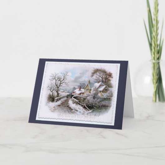 ヴィンテージクリスマスウィンターシーン シーズンカード (正面)