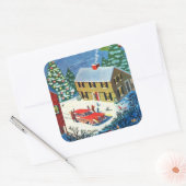 ヴィンテージクリスマスウィンターシーン スクエアシール (封筒)