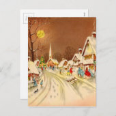 ヴィンテージクリスマスウィンタースノータウン シーズンポストカード (正面/裏面)