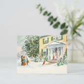 ヴィンテージクリスマスウィンタースノーバックホームハウス シーズンポストカード (スタンド正面)