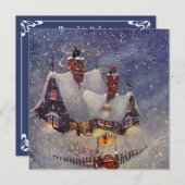 ヴィンテージクリスマスウィンタースノーパーティの招待状 招待状 (正面/裏面)