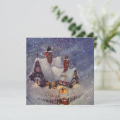 ヴィンテージクリスマスウィンタースノーパーティの招待状 招待状 (スタンド正面)