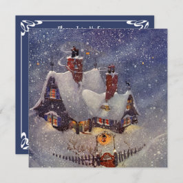 ヴィンテージクリスマスウィンタースノーパーティの招待状 招待状