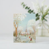 ヴィンテージクリスマスウィンターチャーチシーン シーズンポストカード (スタンド正面)