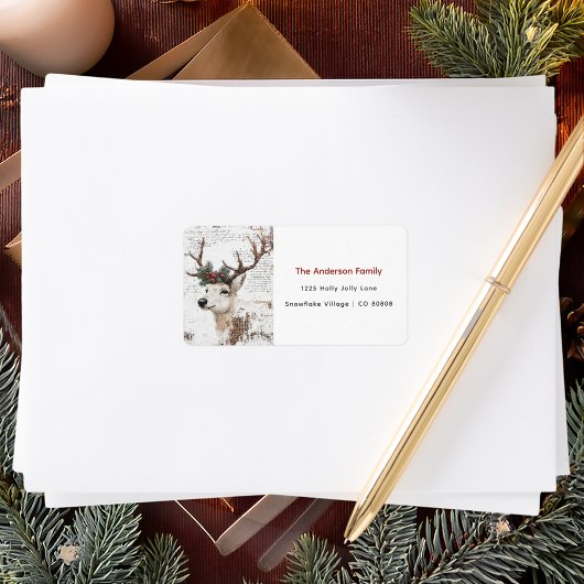 ヴィンテージクリスマスウィンタートインデナーアドレス ラベル