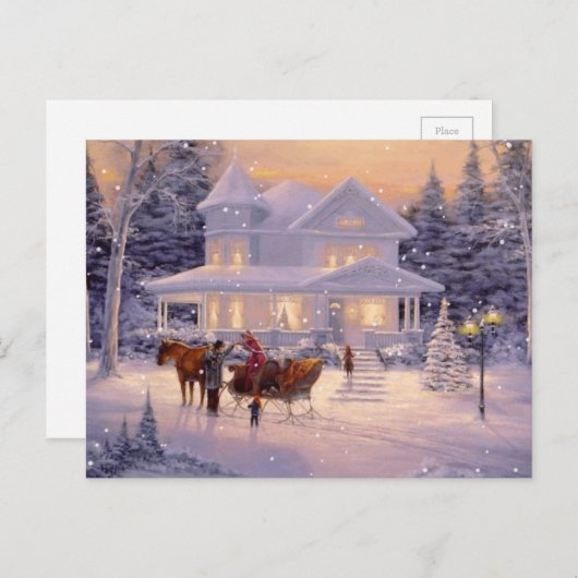 ヴィンテージクリスマスウィンターハウス シーズンポストカード (正面/裏面)