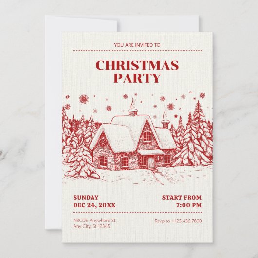 ヴィンテージクリスマスウィンターハウス 招待状 (正面)